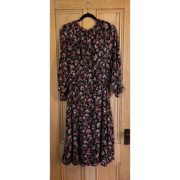 Talbots Womens Floral Peasant Long Sleeve Maxi Dress Large Petite Black FA NWT - Picture 10 of 12